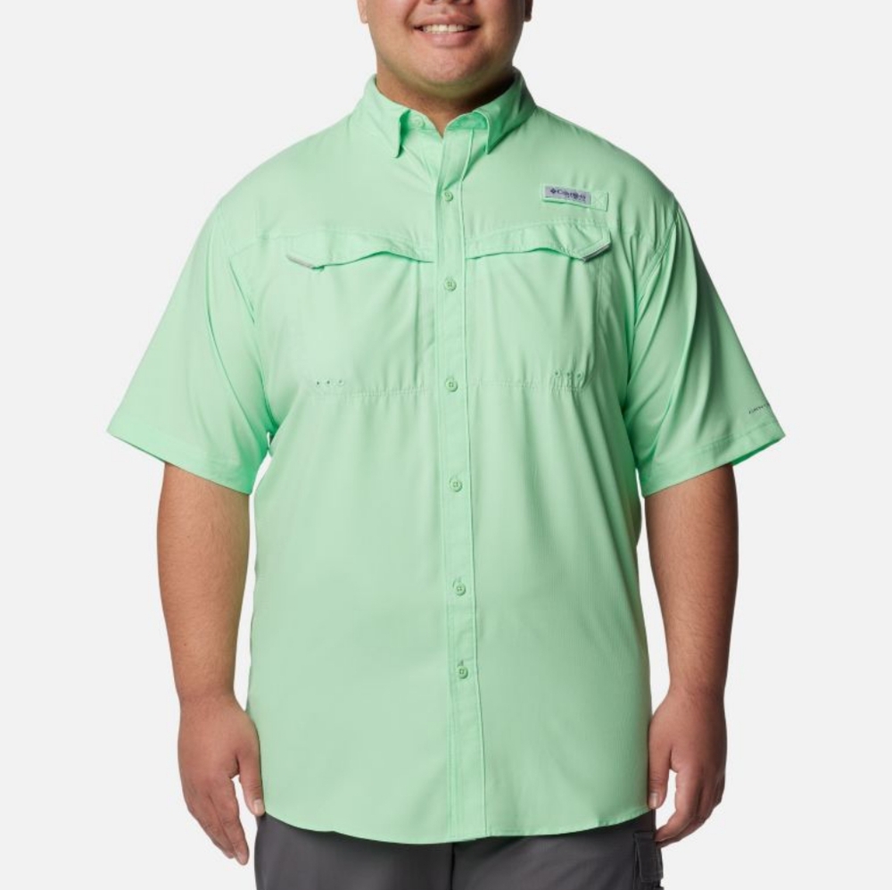 Columbia PFG Omnishade Off Shore Low Drag Green Short Sleeve Button Shirt